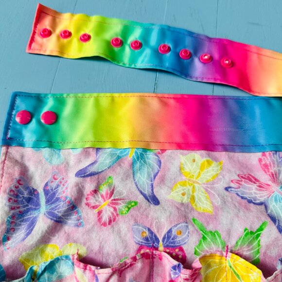 Vintage 1980s Children's Apron Pretend Play Cooking Apron Butterfly Sparkle - Picture 5 of 6